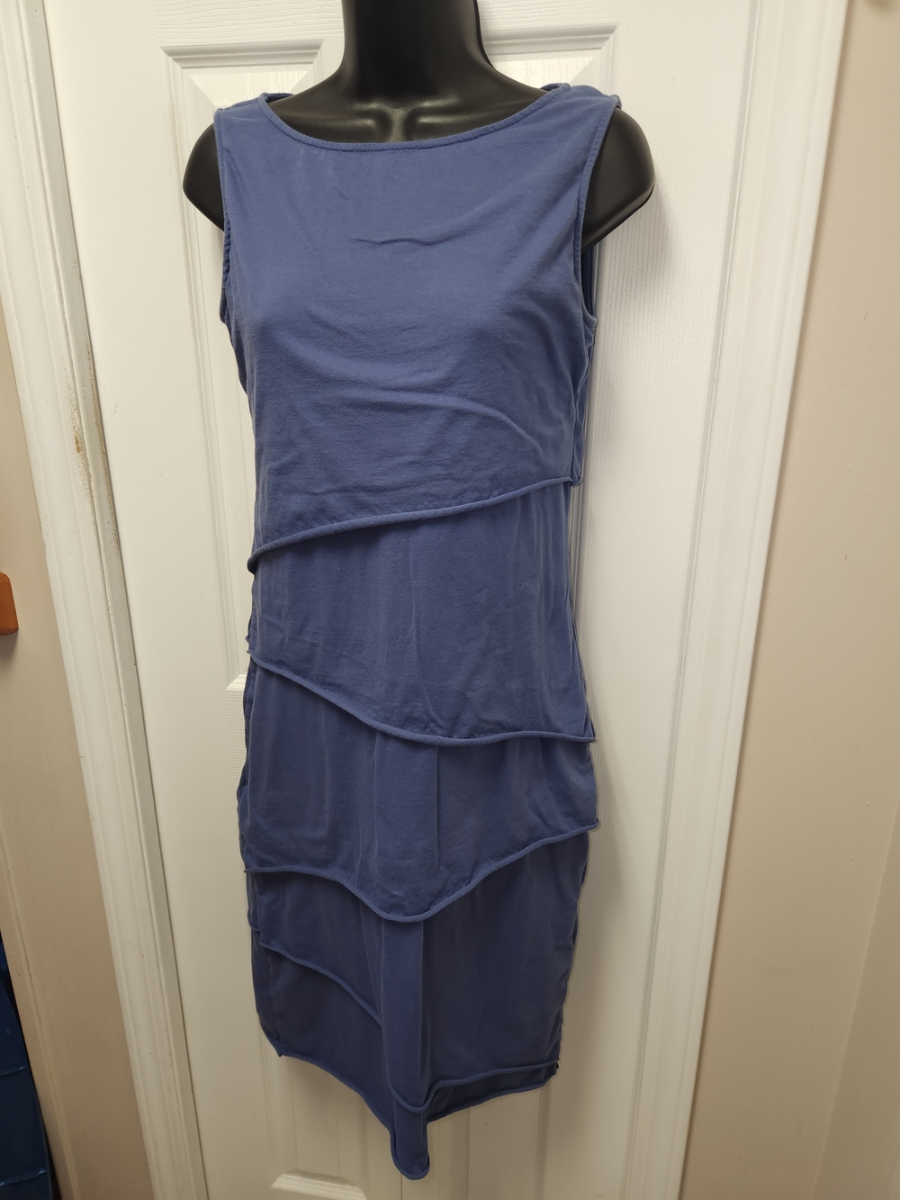 🍉Neon Buddha Sleeveless Tiered Slate Blue Dress
